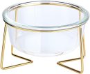 Glass Pet Bowl Raised Cat Food Bowl Cat Water Bowl Dog Food Bowl Dog Water Bowl with Elevated Stand Cat Dish Dog Basin Pet Bowl for Big Face Cats & Small Dogs