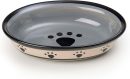 44247 Oval  Stoneware Cat Bowl 6.25-Inch Wide and 1.5-Inch Tall Saucer with 1-Cup Capacity and Dishwasher and Microwave Safe for Small Dogs and Cats, Multicolored,Black