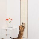 66.93x13.38x0.32 inch Thickened Cat Wall Scratcher Carpet, Cat Climbing Wall, Durable Cat Wall Furniture, Tall Cat Scratching Post, Wall Scratchers for Indoor Cats Sofa Protector (Beige-Velcro Strap)