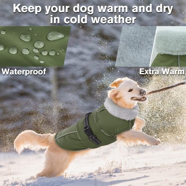 Warm Dog Coat Reflective Dog Fleece Vest Waterproof Dog Jacket Windproof Dog Winter Coat Dog Cold Weather Coats with Adjustable Buckle Medium Dog Coat Dog Snowsuit Dog Coat for Medium Dogs, M - Image 2