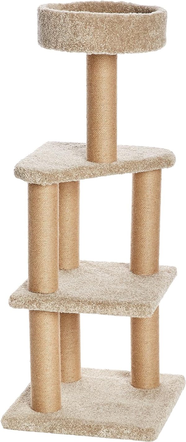 Cat Tree Indoor Climbing Activity Tower with Scratching Posts, multi-level, Large, 17.7" x 45.9", Beige